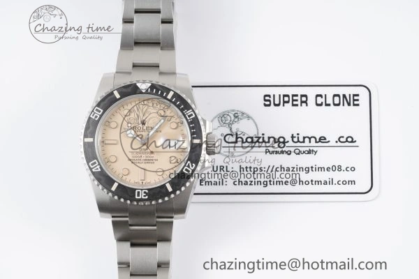 Submariner Sandblasted DIWF Best Edition Carbon Bezel Brown Dial Dial on SS Bracelet VR3135