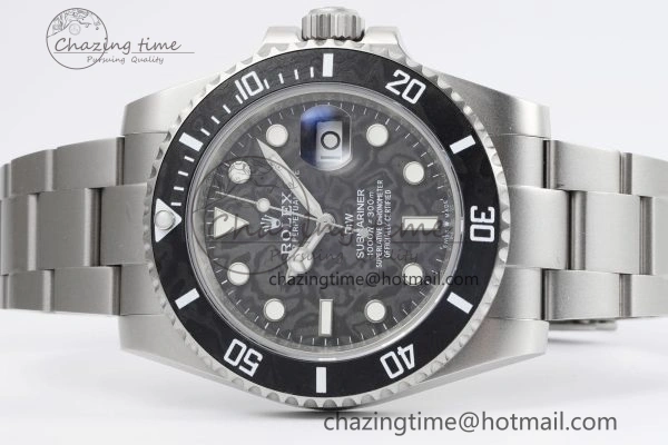 Submariner Sandblasted DIWF Best Edition Carbon Bezel Carbon Dial Dial on SS Bracelet VR3135