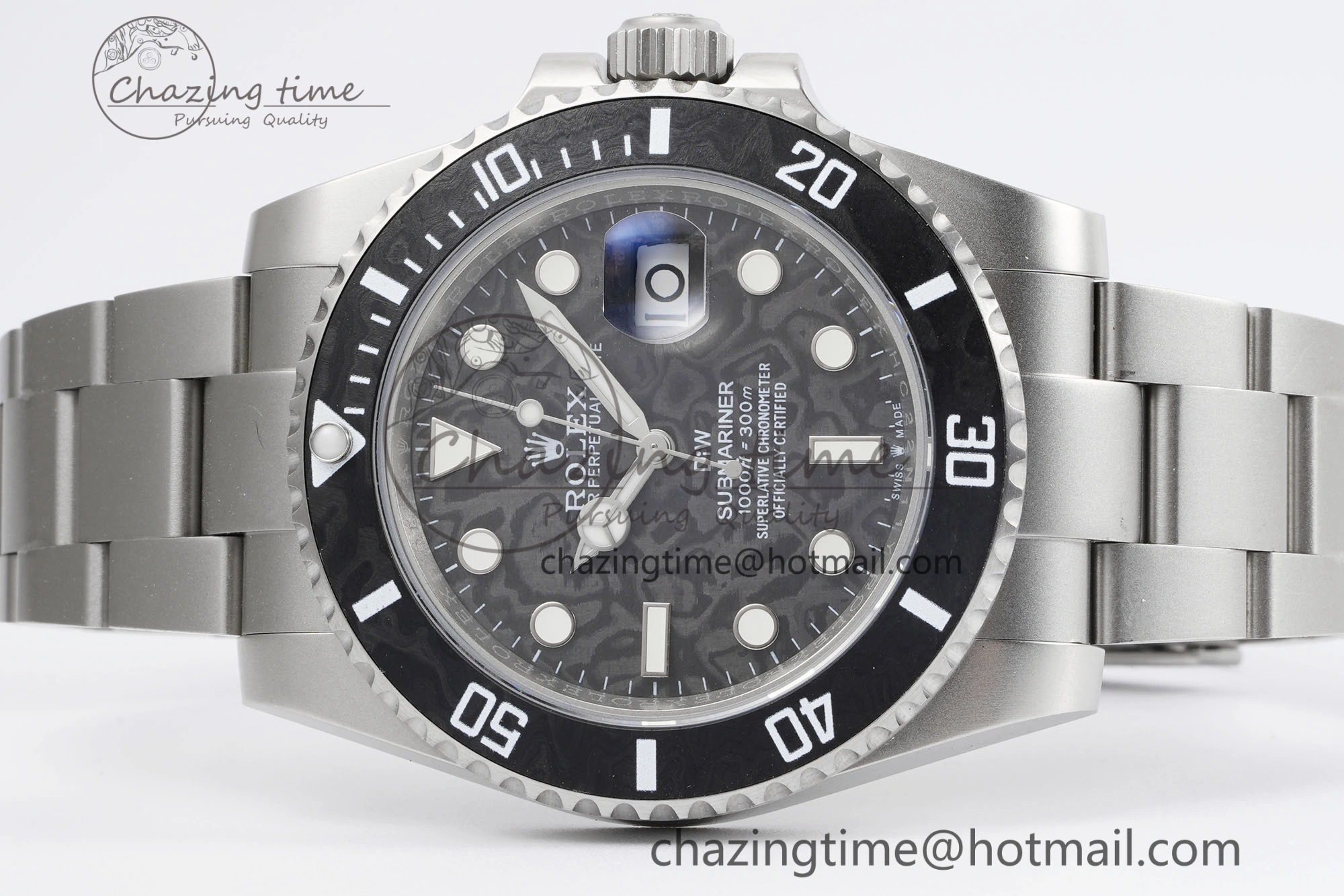 Submariner Sandblasted DIWF Best Edition Carbon Bezel Carbon Dial Dial on SS Bracelet VR3135