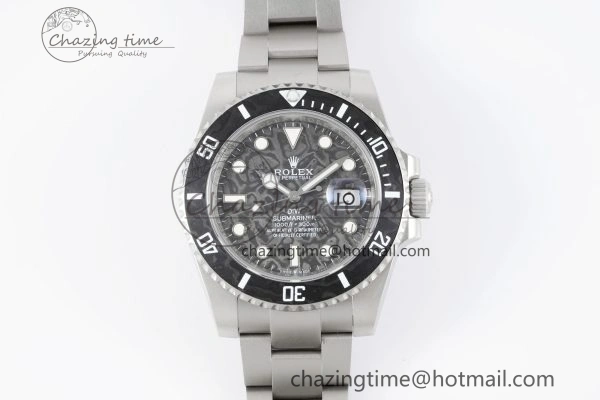 Submariner Sandblasted DIWF Best Edition Carbon Bezel Carbon Dial Dial on SS Bracelet VR3135