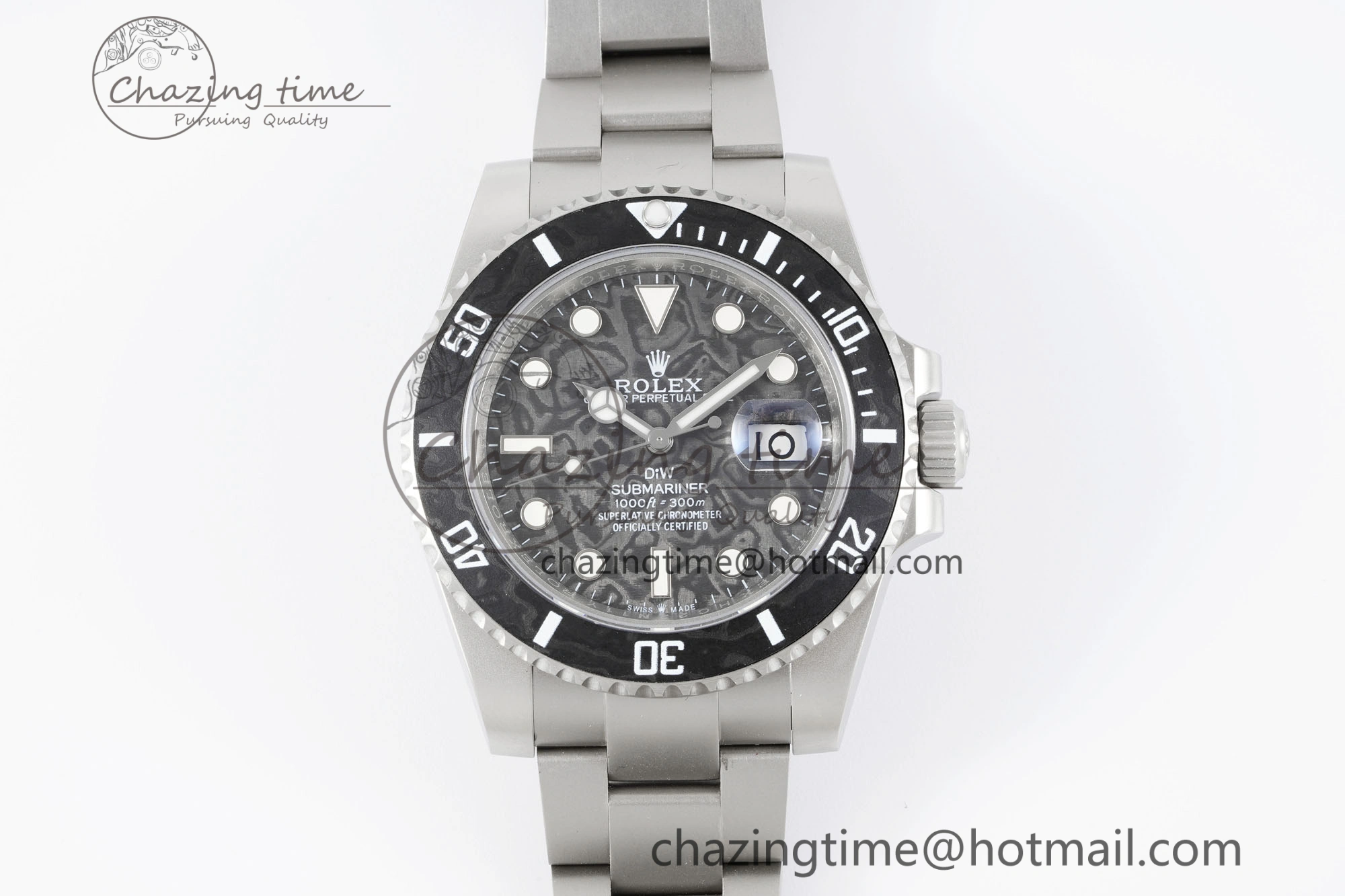 Submariner Sandblasted DIWF Best Edition Carbon Bezel Carbon Dial Dial on SS Bracelet VR3135