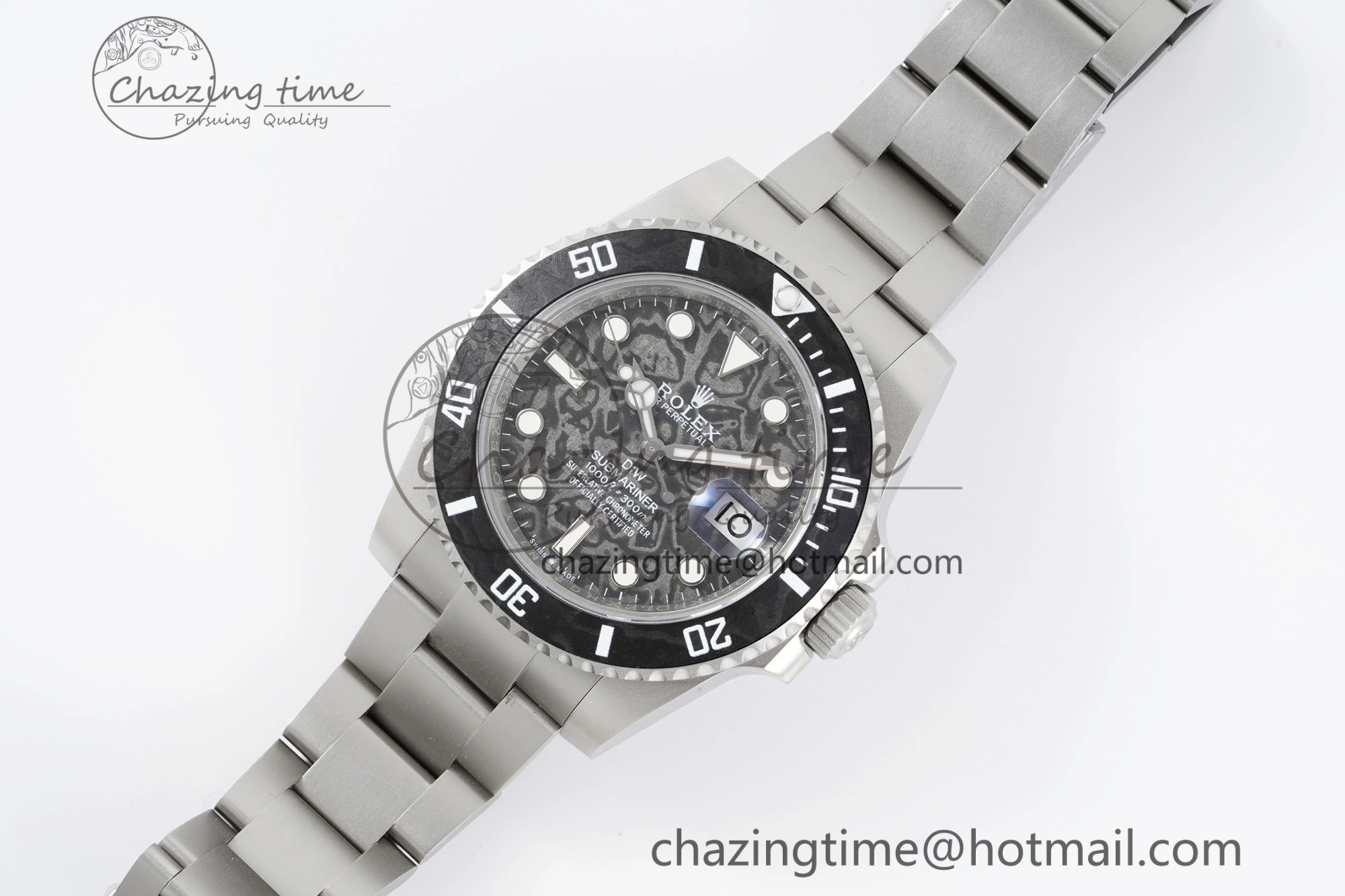 Submariner Sandblasted DIWF Best Edition Carbon Bezel Carbon Dial Dial on SS Bracelet VR3135