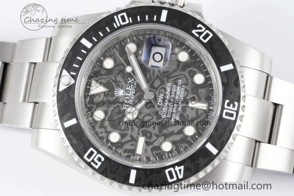 Submariner Sandblasted DIWF Best Edition Carbon Bezel Carbon Dial Dial on SS Bracelet VR3135