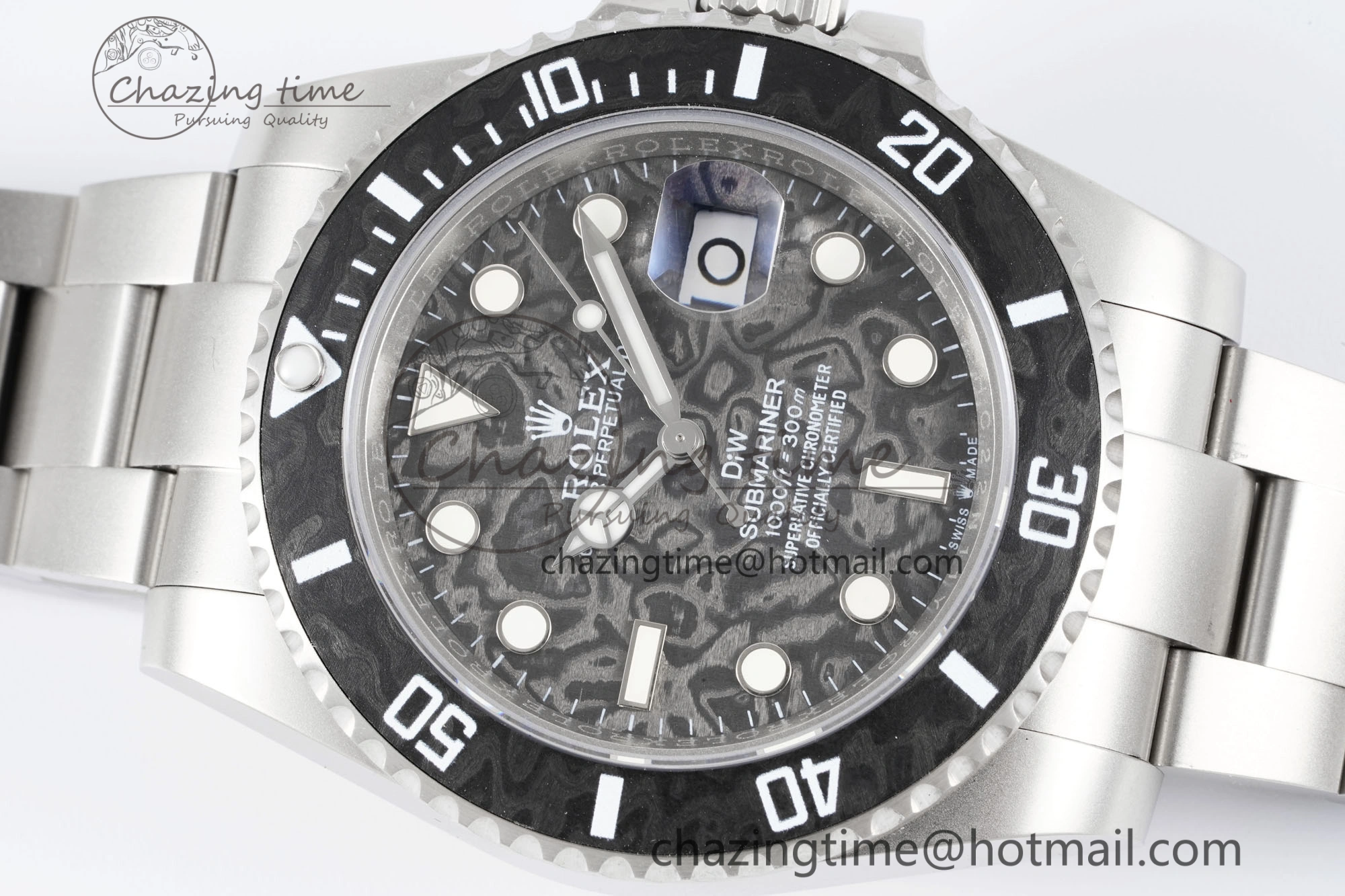 Submariner Sandblasted DIWF Best Edition Carbon Bezel Carbon Dial Dial on SS Bracelet VR3135