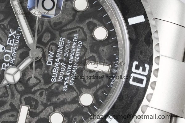 Submariner Sandblasted DIWF Best Edition Carbon Bezel Carbon Dial Dial on SS Bracelet VR3135