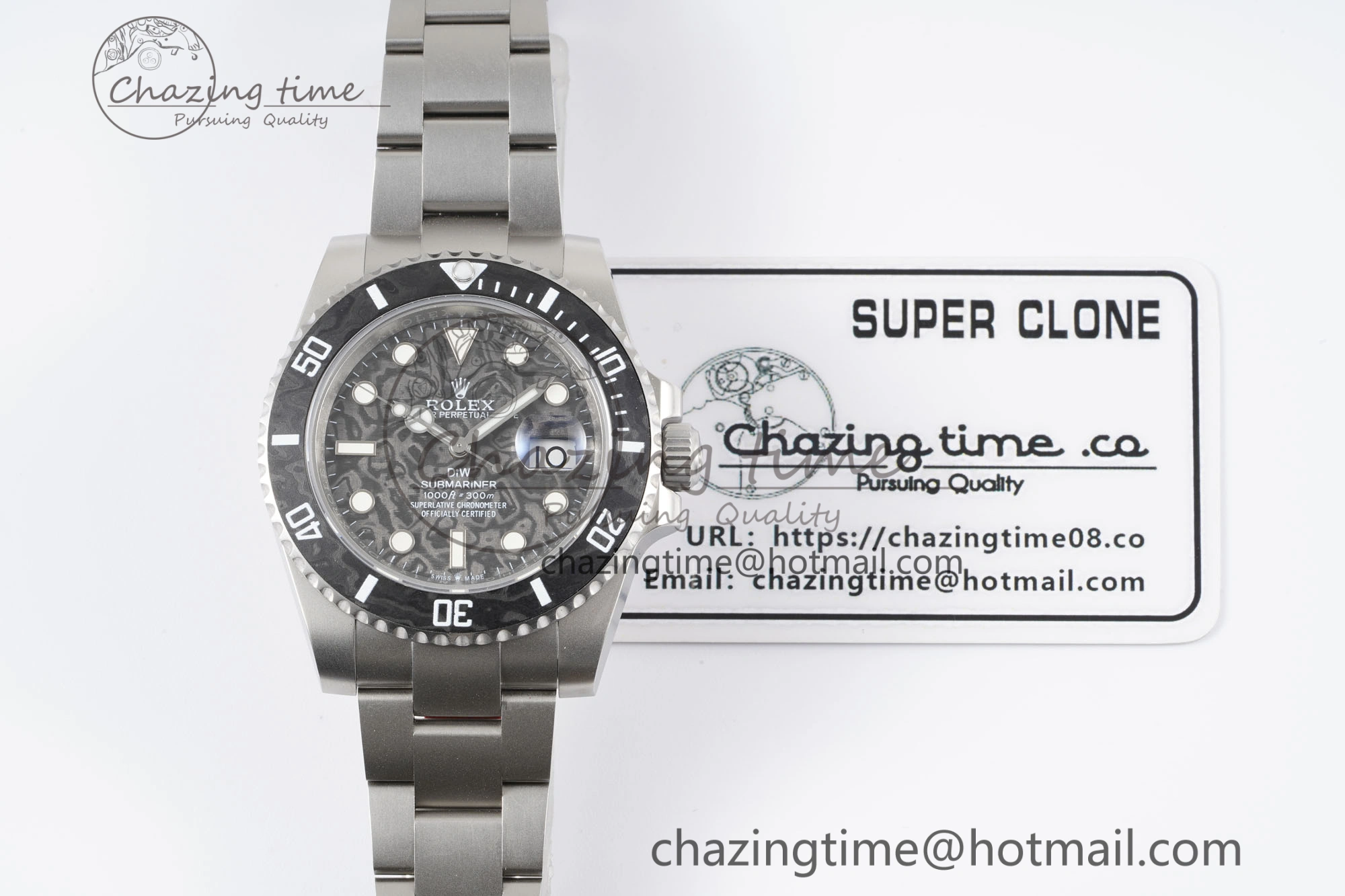 Submariner Sandblasted DIWF Best Edition Carbon Bezel Carbon Dial Dial on SS Bracelet VR3135