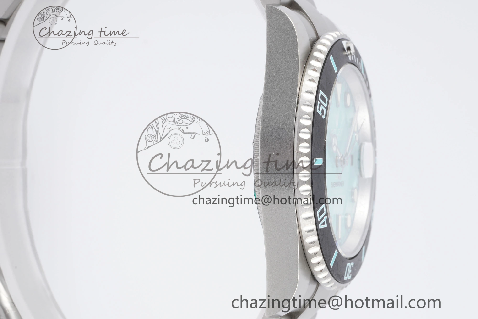 Submariner Sandblasted DIWF Best Edition Carbon Bezel Tiffany Blue Dial Dial on SS Bracelet VR3135