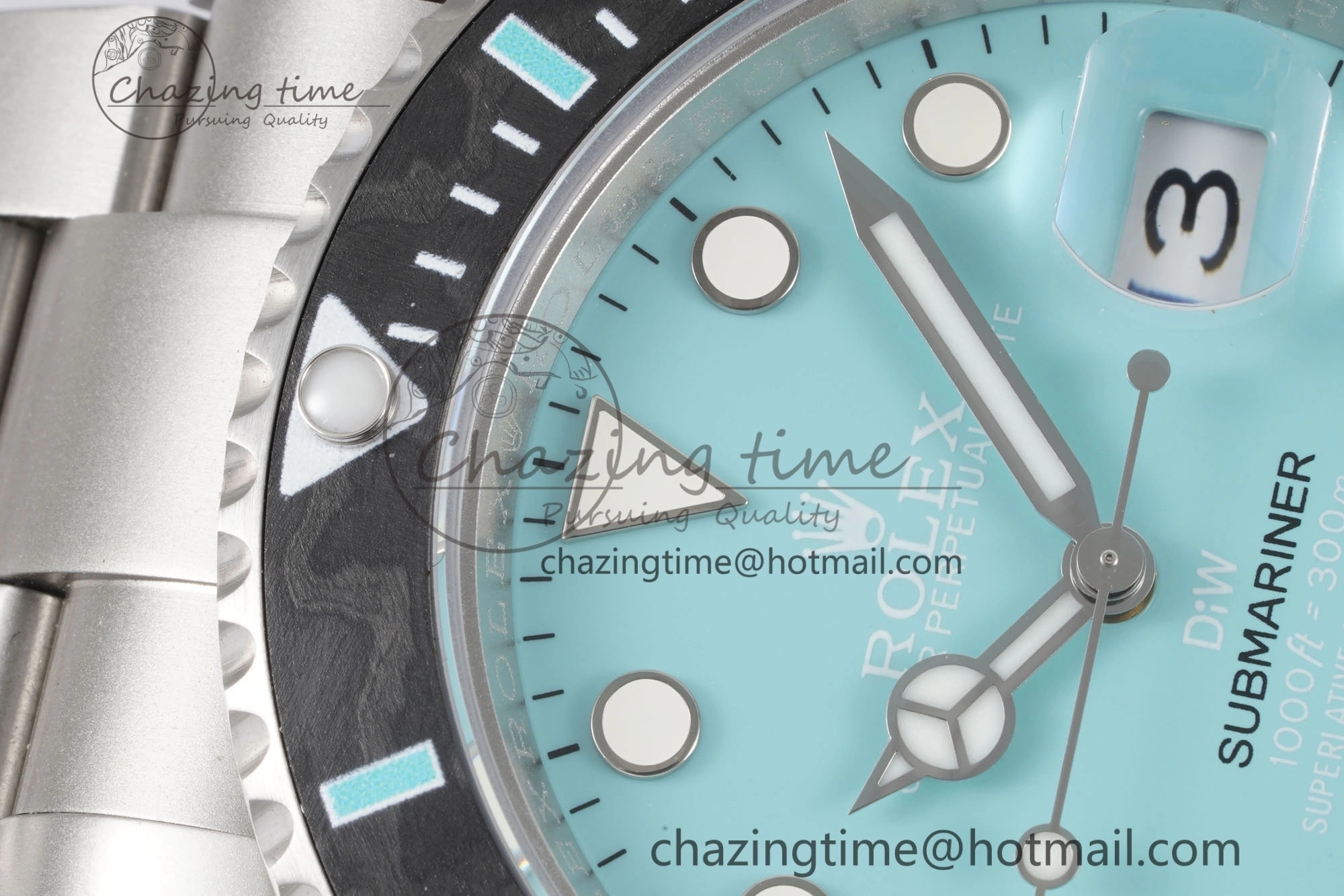 Submariner Sandblasted DIWF Best Edition Carbon Bezel Tiffany Blue Dial Dial on SS Bracelet VR3135
