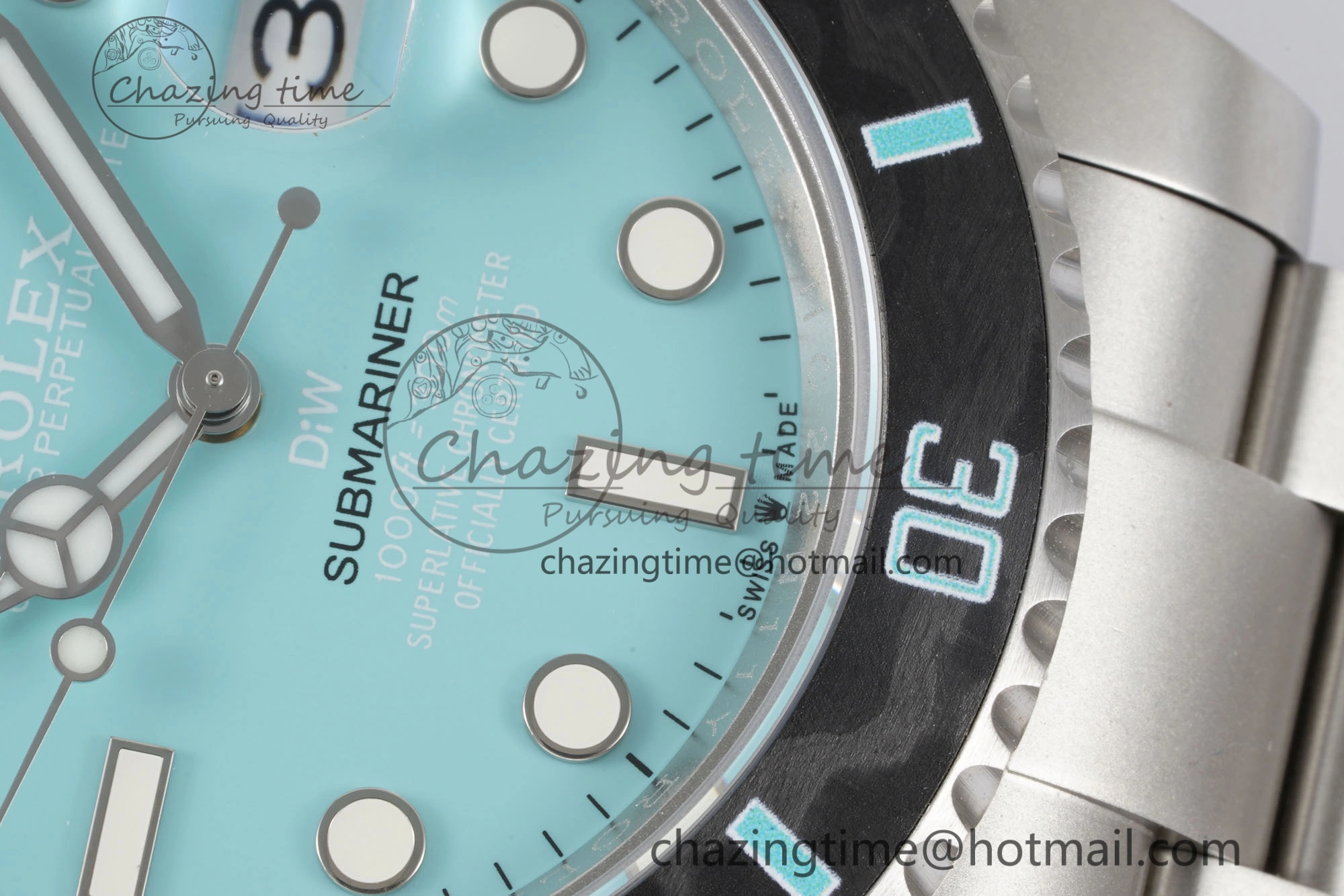 Submariner Sandblasted DIWF Best Edition Carbon Bezel Tiffany Blue Dial Dial on SS Bracelet VR3135