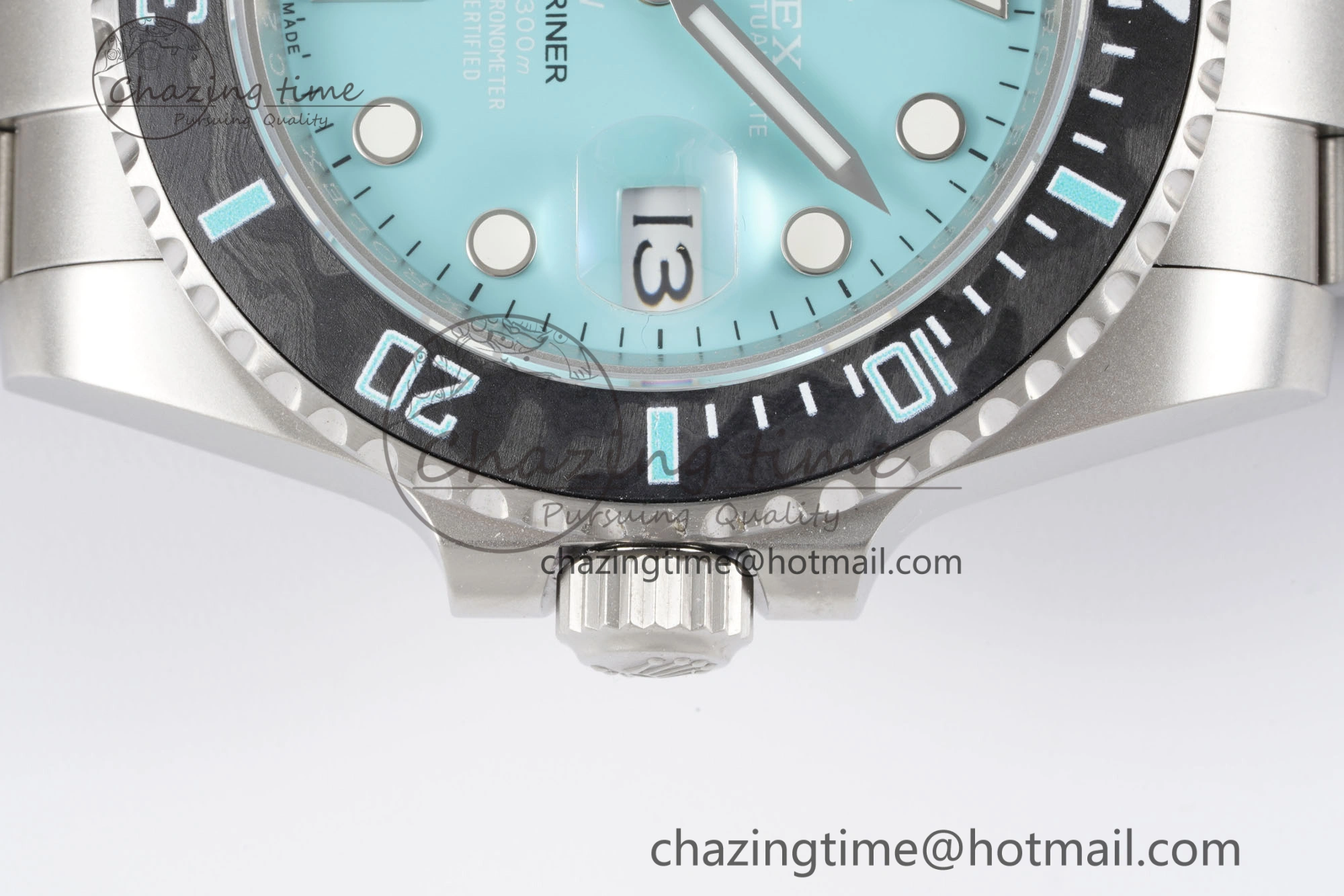 Submariner Sandblasted DIWF Best Edition Carbon Bezel Tiffany Blue Dial Dial on SS Bracelet VR3135