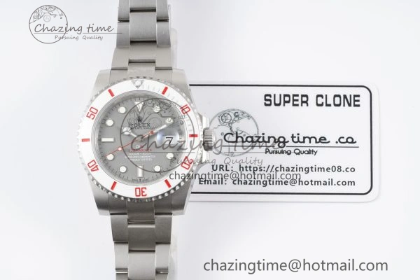 Submariner Sandblasted DIWF Best Edition White Bezel Gray Dial Dial on SS Bracelet VR3135