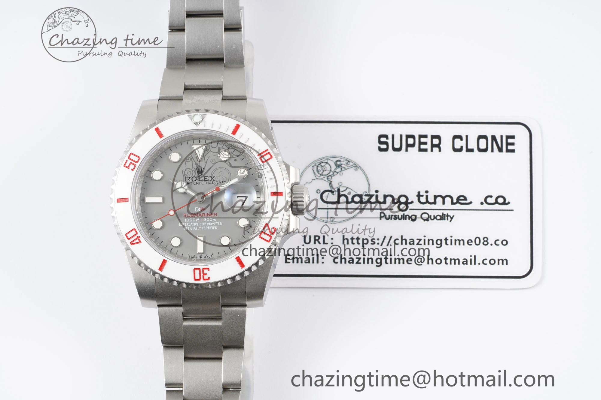 Submariner Sandblasted DIWF Best Edition White Bezel Gray Dial Dial on SS Bracelet VR3135