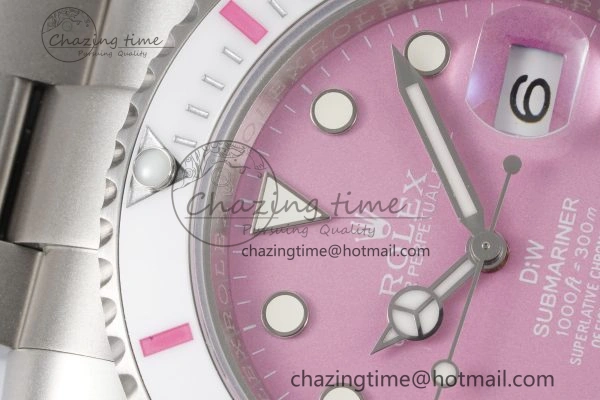Submariner Sandblasted DIWF Best Edition White Bezel Pink Dial Dial on SS Bracelet VR3135