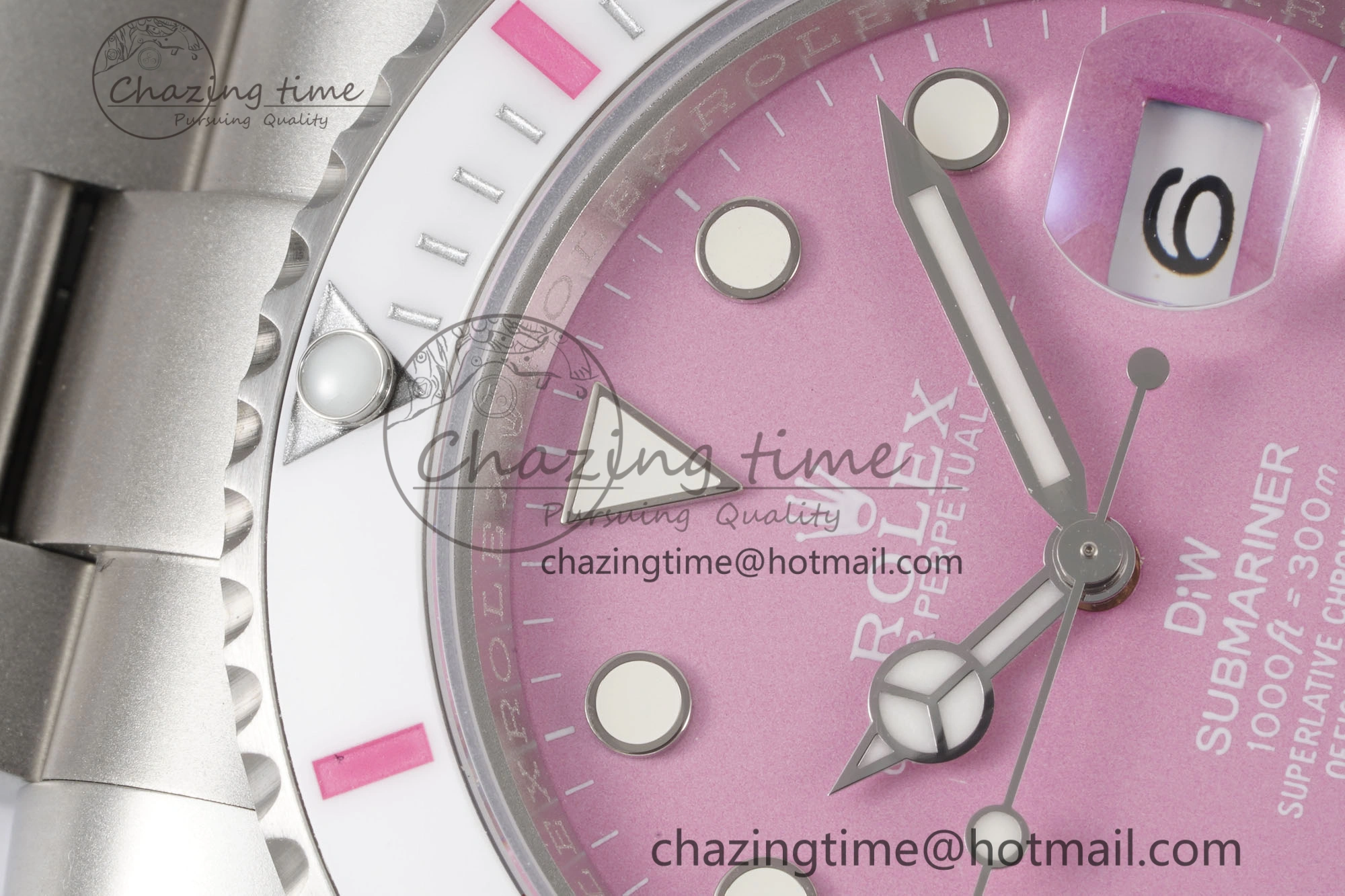 Submariner Sandblasted DIWF Best Edition White Bezel Pink Dial Dial on SS Bracelet VR3135