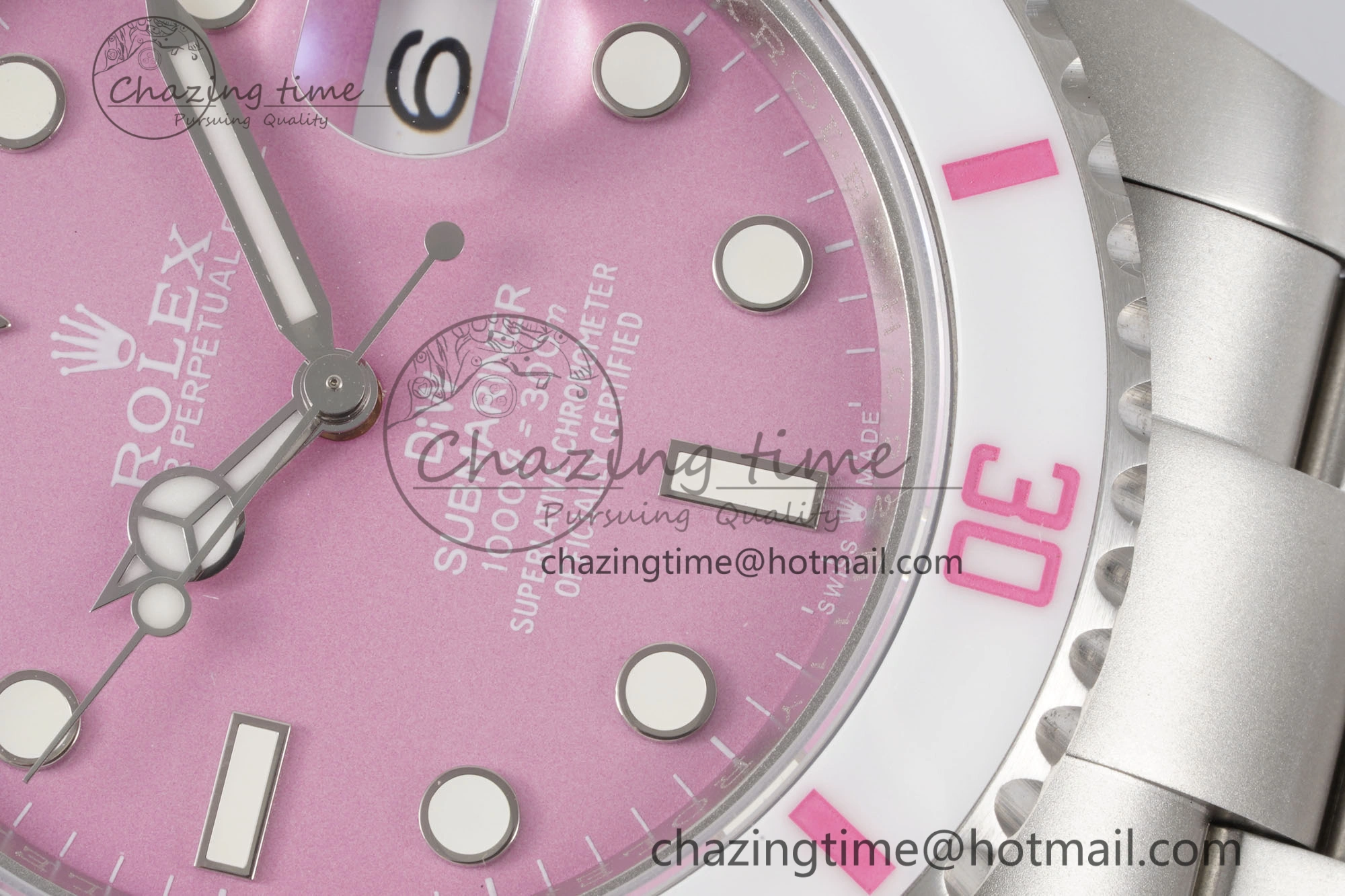 Submariner Sandblasted DIWF Best Edition White Bezel Pink Dial Dial on SS Bracelet VR3135