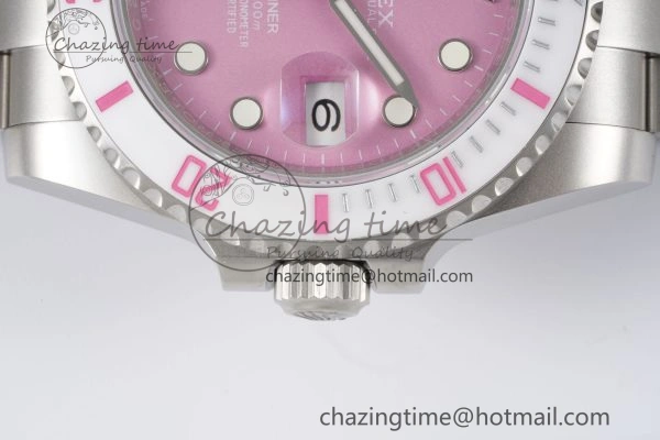 Submariner Sandblasted DIWF Best Edition White Bezel Pink Dial Dial on SS Bracelet VR3135