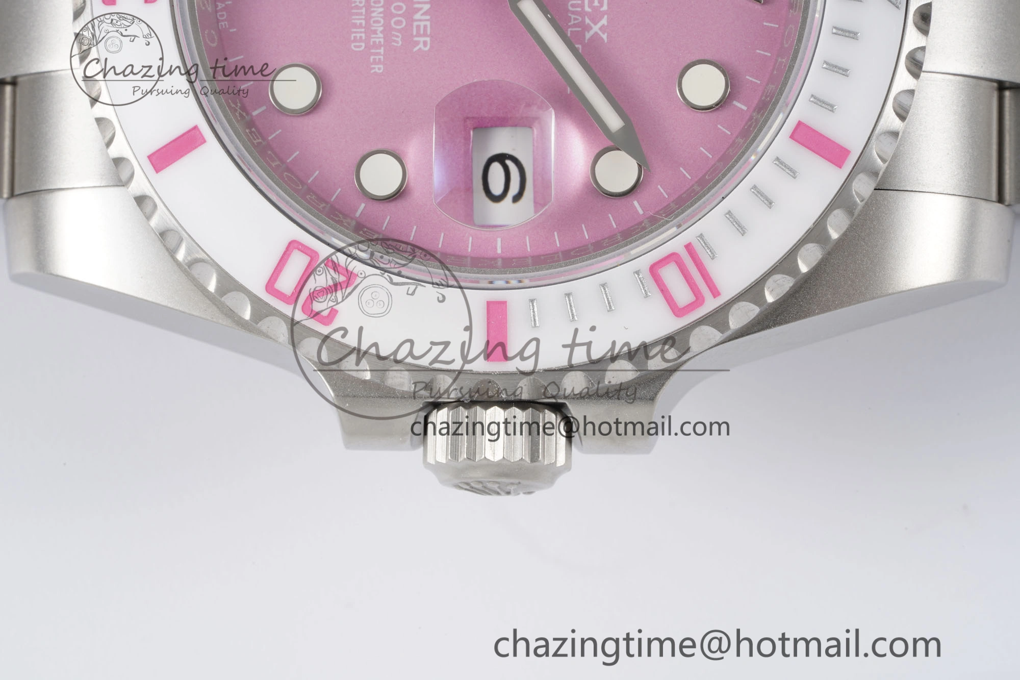 Submariner Sandblasted DIWF Best Edition White Bezel Pink Dial Dial on SS Bracelet VR3135
