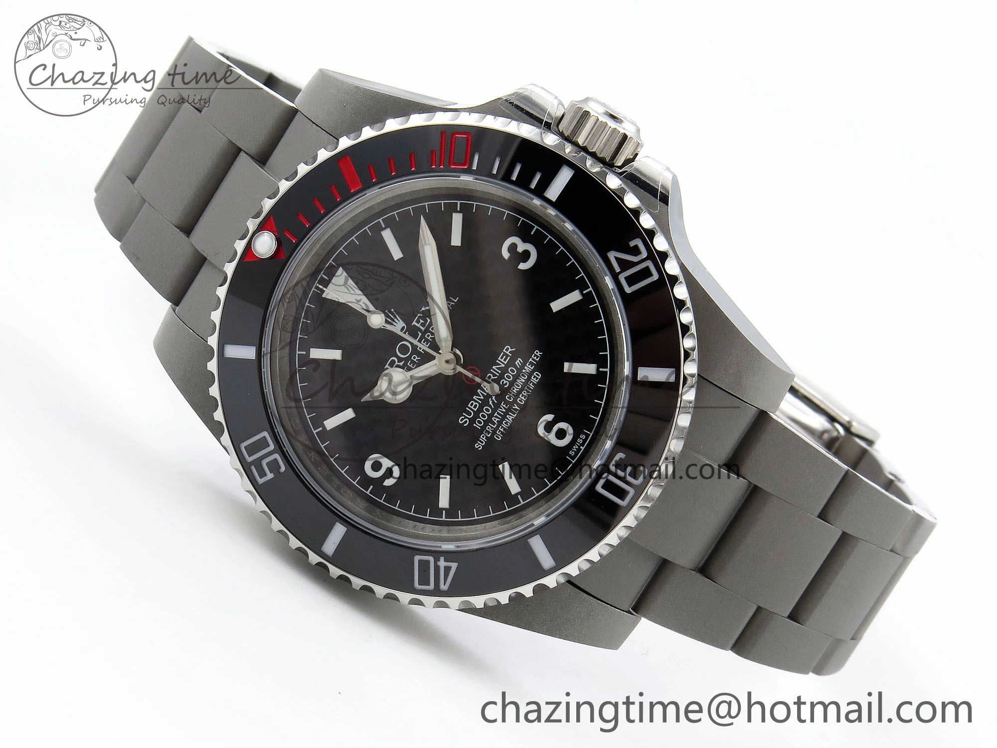 Submariner Sandblasted JDF Best Edition Black Ceramic Bezel Carbon Dial Dial on SS Bracelet SA3130