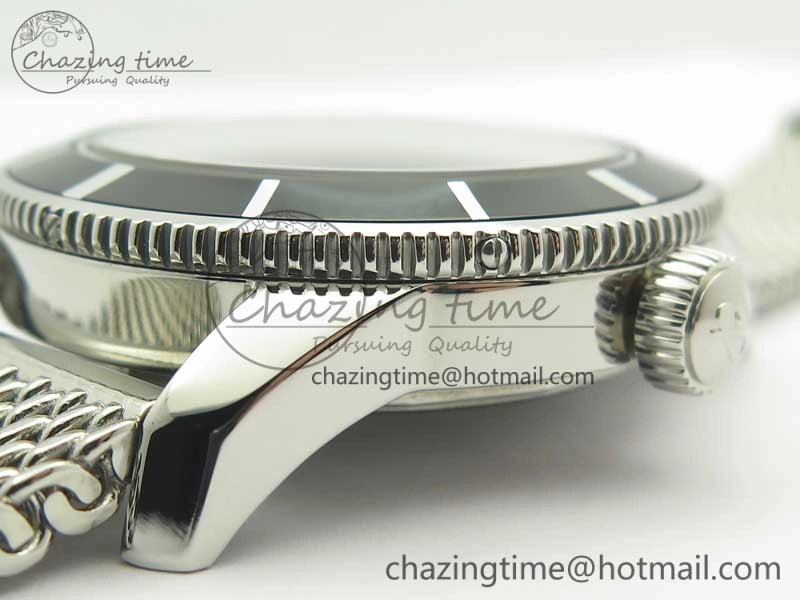 Super Ocean Heritage 46mm SS Black Bezel Black Dial on SS Mesh Bracelet A2824
