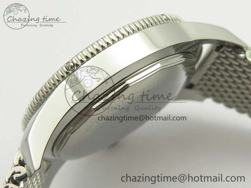 Super Ocean Heritage 46mm SS Black Bezel White Dial on SS Mesh Bracelet A2824