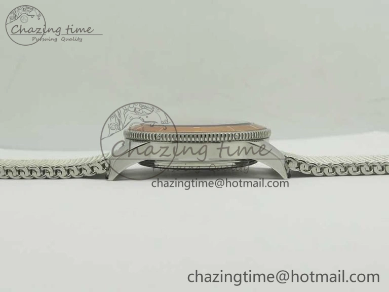 Super Ocean Heritage 46mm SS RG Bezel Black Dial on SS Mesh Bracelet A2824