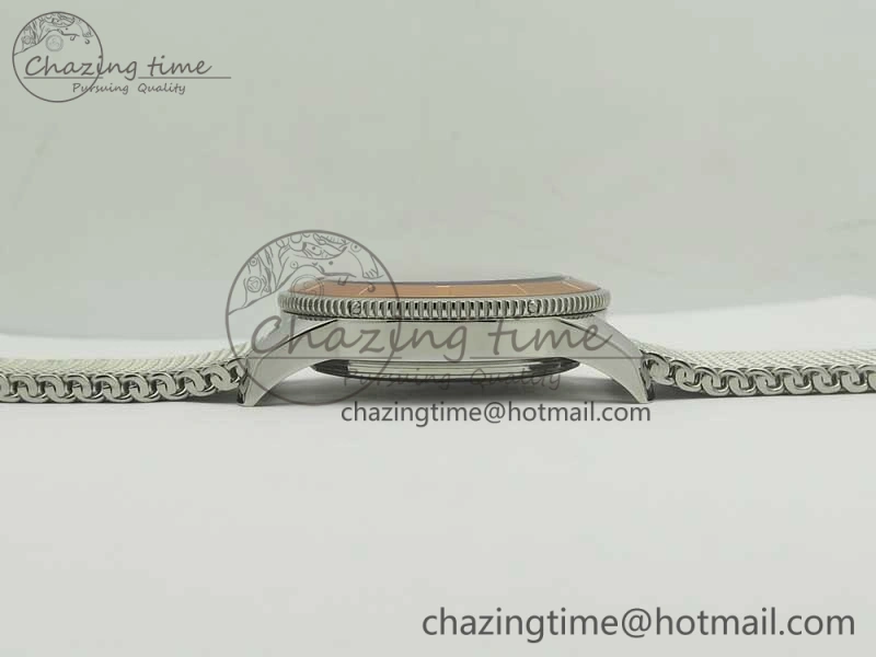 Super Ocean Heritage 46mm SS RG Bezel Black Dial on SS Mesh Bracelet A2824