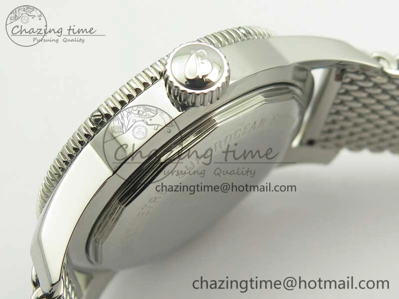 Super Ocean Heritage 46mm SS RG Bezel Black Dial on SS Mesh Bracelet A2824