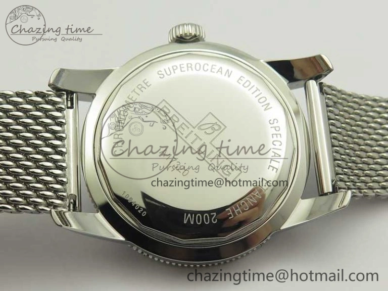 Super Ocean Heritage 46mm SS RG Bezel Black Dial on SS Mesh Bracelet A2824
