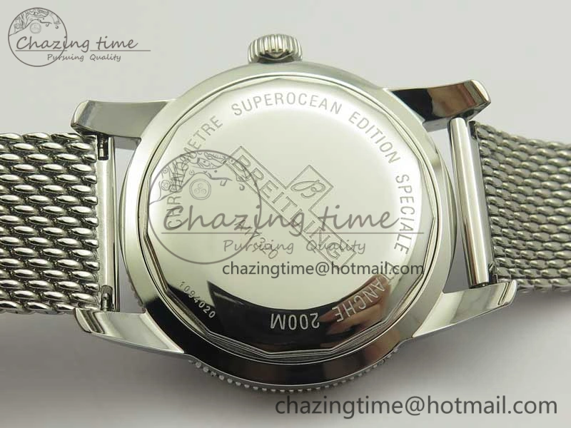 Super Ocean Heritage 46mm SS RG Bezel Black Dial on SS Mesh Bracelet A2824