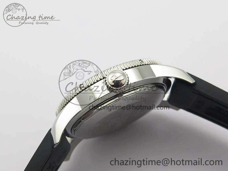 Super Ocean Heritage Black Ceramic Bezel SS Black Dial On Black Gummy Strap A2824