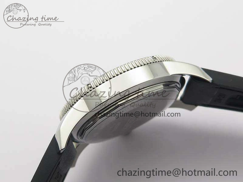 Super Ocean Heritage Black Ceramic Bezel SS Black Dial On Black Gummy Strap A2824