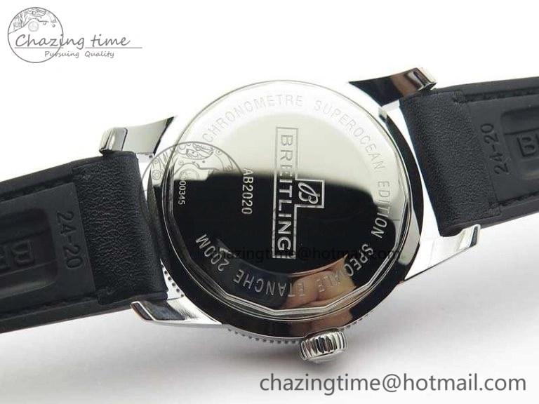 Super Ocean Heritage Black Ceramic Bezel SS Black Dial On Black Gummy Strap A2824