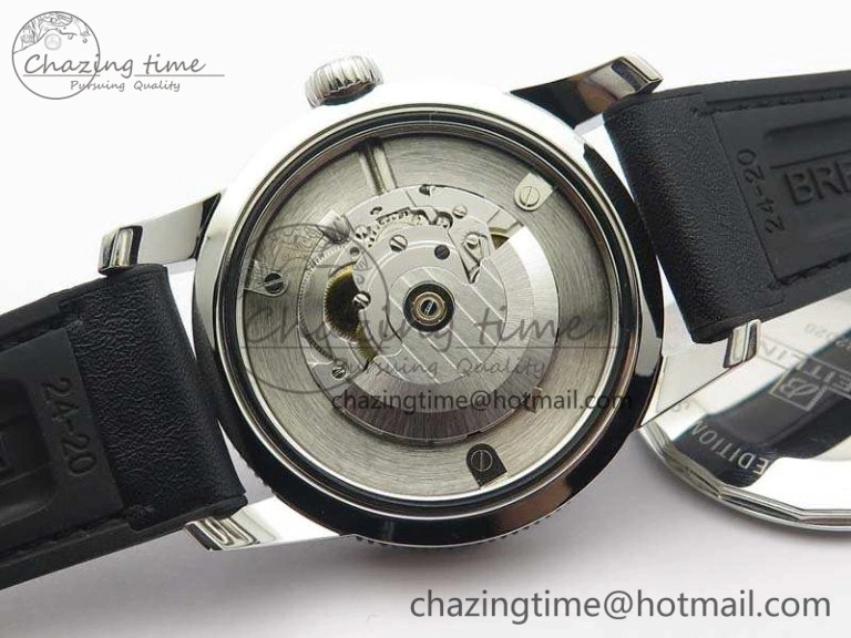 Super Ocean Heritage Black Ceramic Bezel SS Black Dial On Black Gummy Strap A2824