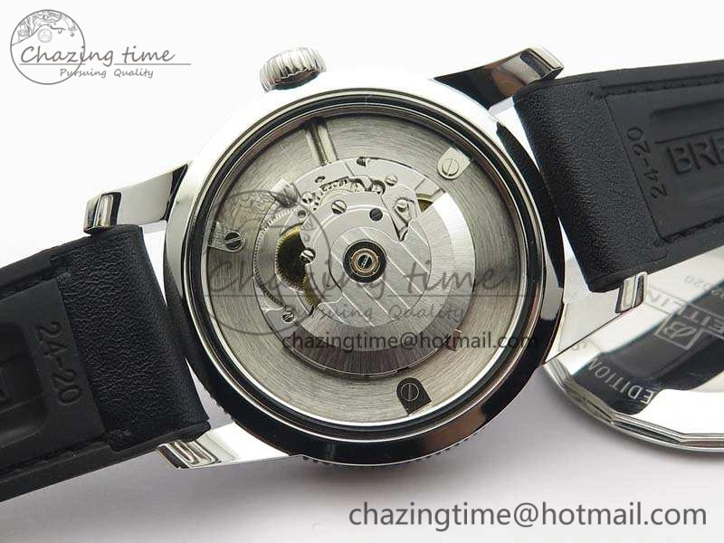 Super Ocean Heritage Black Ceramic Bezel SS Black Dial On Black Gummy Strap A2824