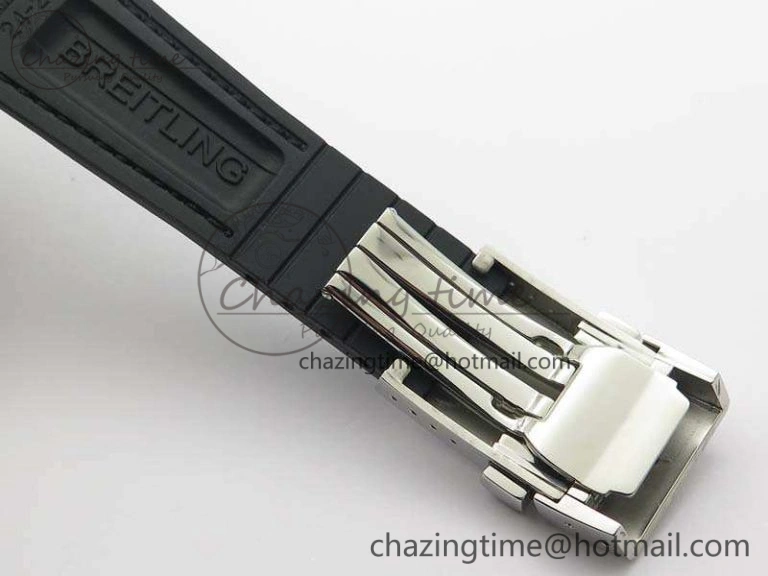 Super Ocean Heritage Black Ceramic Bezel SS Black Dial On Black Gummy Strap A2824