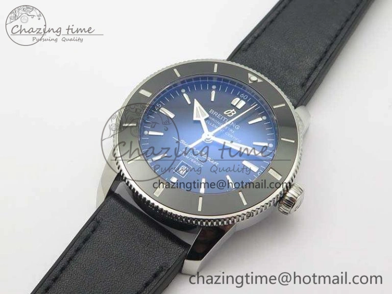 Super Ocean Heritage Black Ceramic Bezel SS Black Dial On Black Gummy Strap A2824