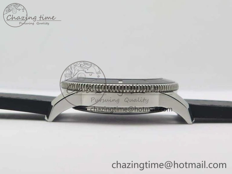 Super Ocean Heritage Black Ceramic Bezel SS Black Dial On Black Gummy Strap A2824