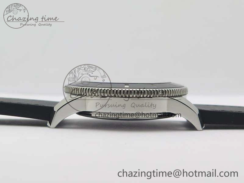 Super Ocean Heritage Black Ceramic Bezel SS Black Dial On Black Gummy Strap A2824