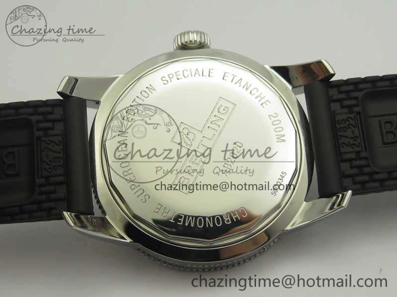 Super Ocean Heritage Black Ceramic Bezel SS Black Dial On Rubber Strap A2824