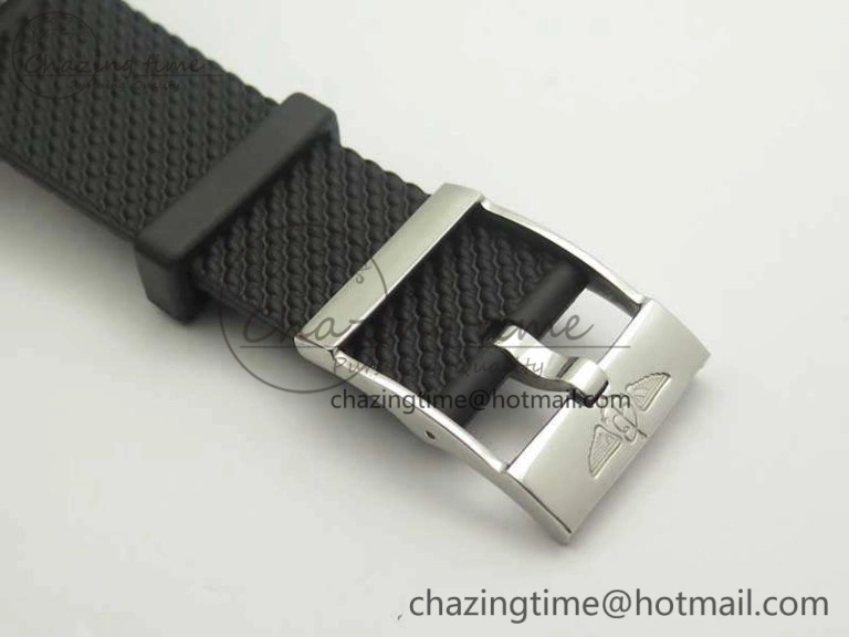 Super Ocean Heritage Black Ceramic Bezel SS Black Dial On Rubber Strap A2824