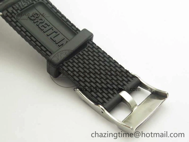 Super Ocean Heritage Black Ceramic Bezel SS Black Dial On Rubber Strap A2824