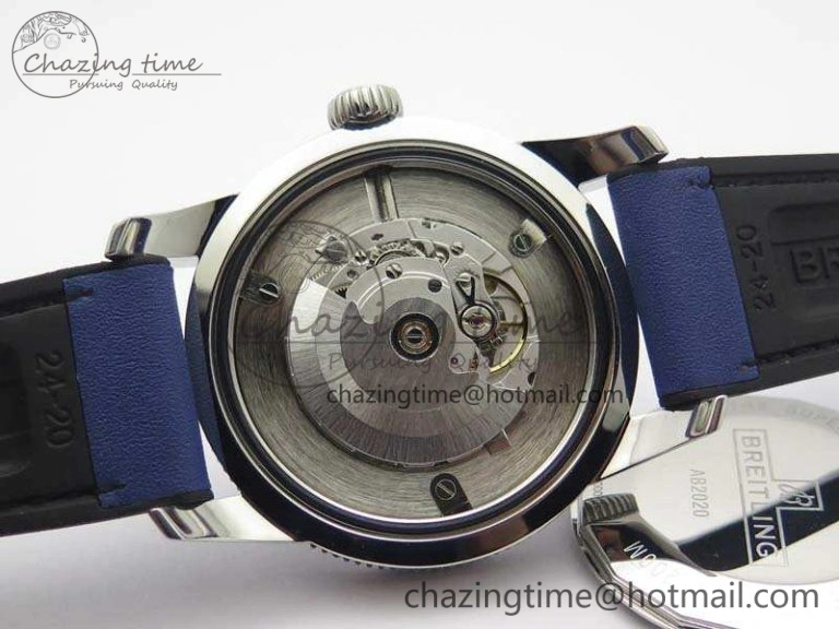Super Ocean Heritage Blue Ceramic Bezel SS Blue Dial On Blue Gummy Strap A2824