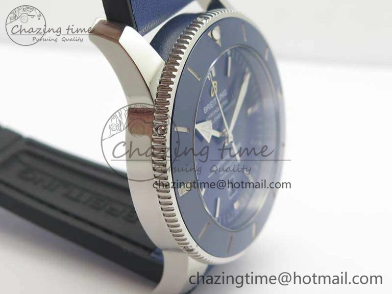 Super Ocean Heritage Blue Ceramic Bezel SS Blue Dial On Blue Gummy Strap A2824