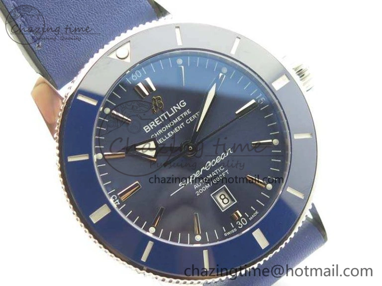 Super Ocean Heritage Blue Ceramic Bezel SS Blue Dial On Blue Gummy Strap A2824