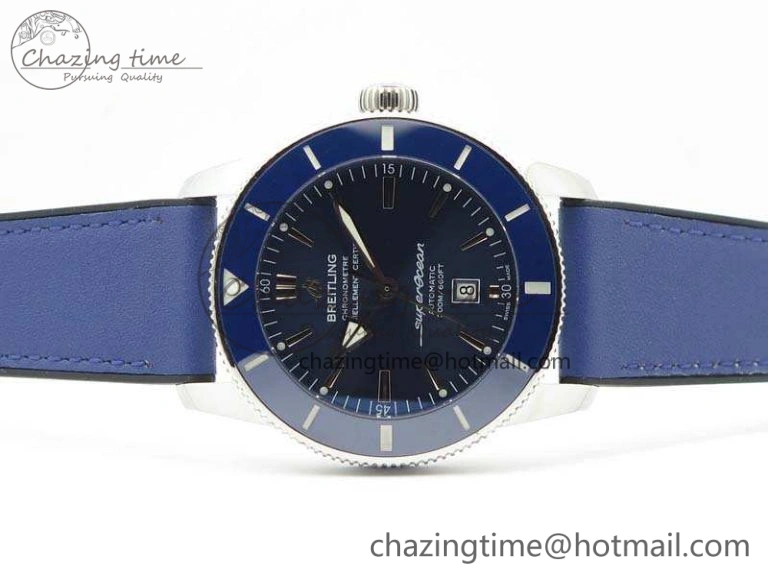 Super Ocean Heritage Blue Ceramic Bezel SS Blue Dial On Blue Gummy Strap A2824