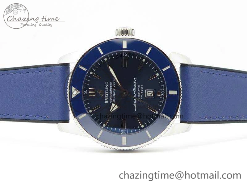 Super Ocean Heritage Blue Ceramic Bezel SS Blue Dial On Blue Gummy Strap A2824