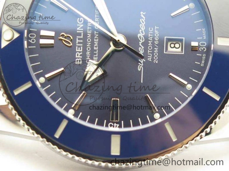 Super Ocean Heritage Blue Ceramic Bezel SS Blue Dial On Blue Gummy Strap A2824