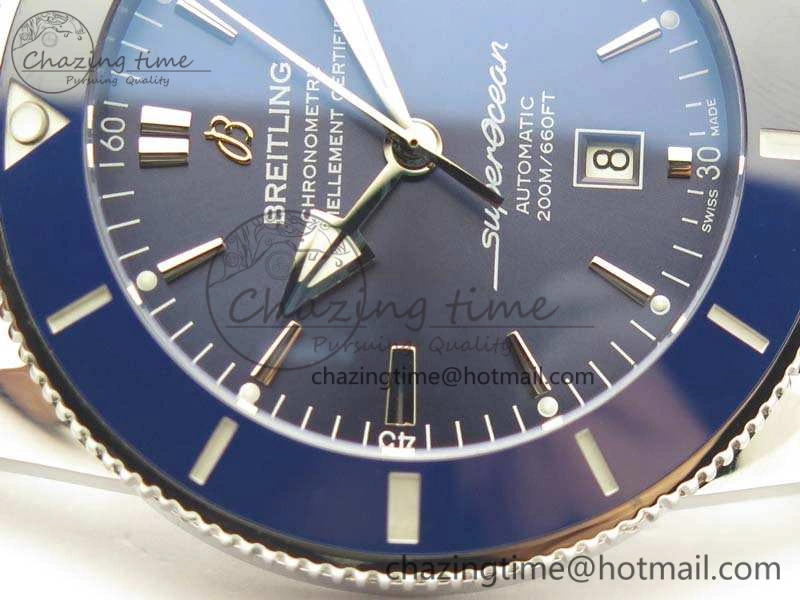 Super Ocean Heritage Blue Ceramic Bezel SS Blue Dial On Blue Gummy Strap A2824