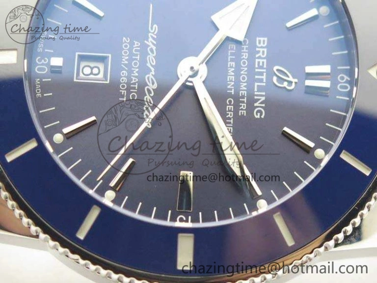 Super Ocean Heritage Blue Ceramic Bezel SS Blue Dial On Blue Gummy Strap A2824
