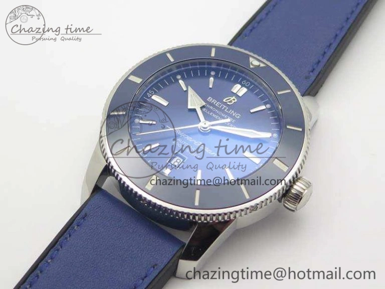 Super Ocean Heritage Blue Ceramic Bezel SS Blue Dial On Blue Gummy Strap A2824
